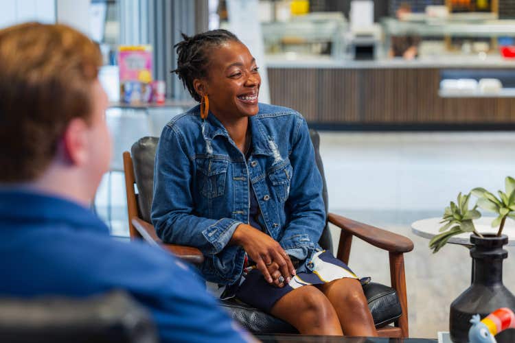 Woman sitting in a chair
