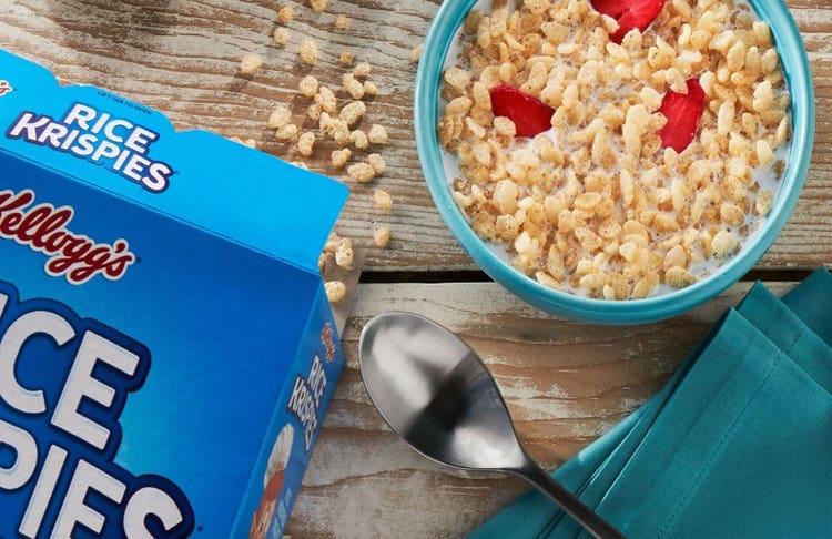 Bowl and box of Rice Krispies
